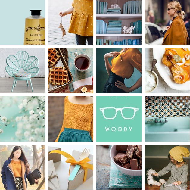 Tableau d'inspiration moutarde et turquoise